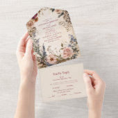 Invitation Tout En Un Mariage classique victorien Royal Floral (Déchirure)