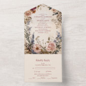 Invitation Tout En Un Mariage classique victorien Royal Floral (À l'intérieur)