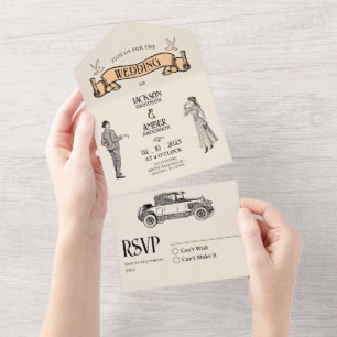 Invitation Tout En Un Mariage Classique Vintage