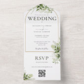 Invitation Tout En Un Mariage Code QR Arche Dorée de Verdure Rustique (À l'intérieur)
