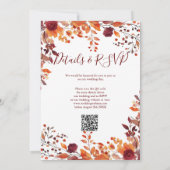 Invitation Tout En Un Mariage Code QR Burgundy Tombez Amoureu (Dos)
