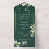 Invitation Tout En Un Mariage Code QR Chic Émeraude Enfin Arche de Verdu (À l'intérieur)