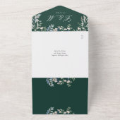 Invitation Tout En Un Mariage Code QR de la verdure florale émeraude (Dehors)