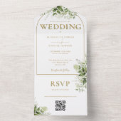 Invitation Tout En Un Mariage Code QR de la verdure rustique à l'arche d (À l'intérieur)