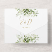 Invitation Tout En Un Mariage Code QR de la verdure rustique à l'arche d (Verso)