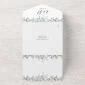 Invitation Tout En Un Mariage Code QR Écriture Élégante Feuillage Verdur (Dehors)