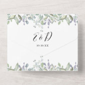 Invitation Tout En Un Mariage Code QR Écriture Élégante Feuillage Verdur (Verso)