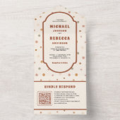 Invitation Tout En Un Mariage Code QR Fleurs Délicates Rétro Groovy des (À l'intérieur)