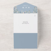 Invitation Tout En Un Mariage Code QR Floral Bleu Poussiéreux (Dehors)