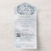 Invitation Tout En Un Mariage Code QR Floral Boho Flocons de Neige Hiver (À l'intérieur)