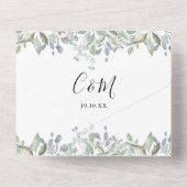 Invitation Tout En Un Mariage Code QR Floral Monogramme de Script  (Verso)
