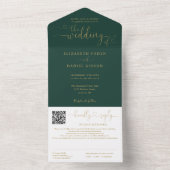 Invitation Tout En Un Mariage Code QR Vert Émeraude Et Or (À l'intérieur)