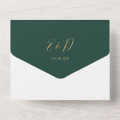 Invitation Tout En Un Mariage Code QR Vert Émeraude Et Or (Verso)