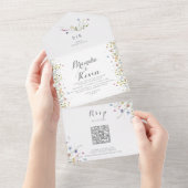 Invitation Tout En Un Mariage coloré Dainty Fleurs sauvages (Déchirure)