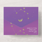Invitation Tout En Un Mariage Constellation Or Ombre Pourpre (Verso)