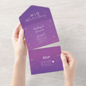 Invitation Tout En Un Mariage Constellation Or Ombre Violet (Déchirure)