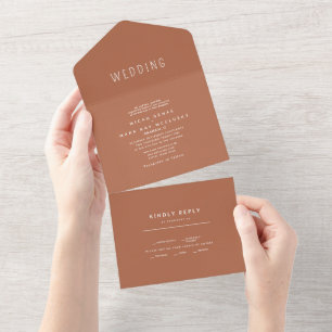 Invitation Tout En Un Mariage contemporain en terre cuite