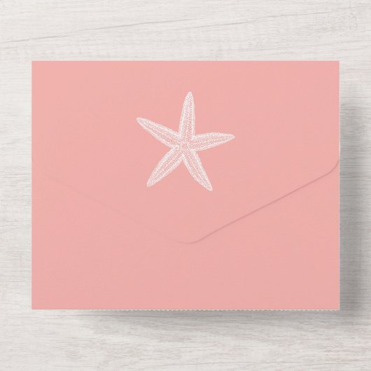 Invitation Tout En Un Mariage Coral Starfish (Verso)