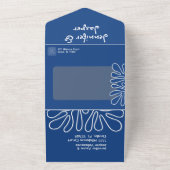 Invitation Tout En Un Mariage côtier Bleu Artistique Abstrait (Dehors)