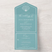 Invitation Tout En Un Mariage côtier de plage Turquoise clair (À l'intérieur)