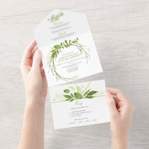 Invitation Tout En Un Mariage Couronne Rustique Botanique de Wildwood  