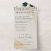 Invitation Tout En Un Mariage Cream Kindly Répondre Emerald Green Rose (À l'intérieur)