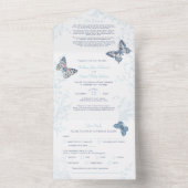 Invitation Tout En Un Mariage crème papillons repas RSVP détails (À l'intérieur)