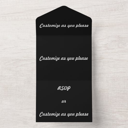Invitation Tout En Un Mariage CUSTOMIZABLE Noir (À l'intérieur)