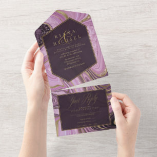 Invitation Tout En Un Mariage d'âge Abstrait ID827