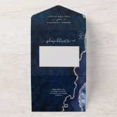 Invitation Tout En Un Mariage d'âge bleu marine et argent (Dehors)
