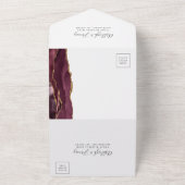 Invitation Tout En Un Mariage d'âge or de Bourgogne moderne (Dehors)