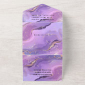 Invitation Tout En Un Mariage d'âge or en marbre violet tout en un (Dehors)