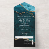 Invitation Tout En Un Mariage d'âge Turquoise et Gold (À l'intérieur)