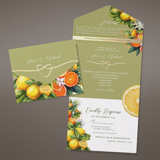 Invitation Tout En Un Mariage d'agrumes botaniques