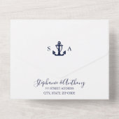 Invitation Tout En Un Mariage d'Ancre bleu marine Monogram (Verso)
