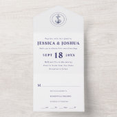 Invitation Tout En Un Mariage d'Ancres nautiques bleu marine (À l'intérieur)