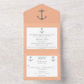 Invitation Tout En Un Mariage d'Ancres nautiques simple | Pêche (À l'intérieur)