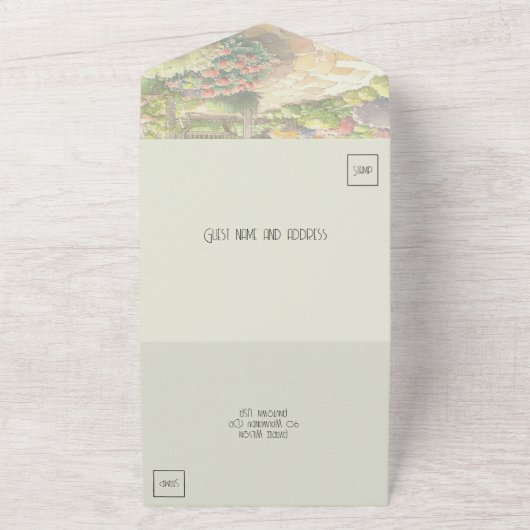 Invitation Tout En Un Mariage dans le jardin vert (Dehors)