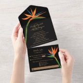 Invitation Tout En Un Mariage d'aquarelle Bird of Paradise (Déchirure)