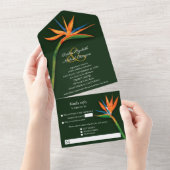 Invitation Tout En Un Mariage d'aquarelle Bird of Paradise (Déchirure)