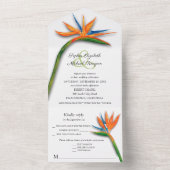 Invitation Tout En Un Mariage d'aquarelle Bird of Paradise (À l'intérieur)