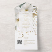 Invitation Tout En Un Mariage d'aquarelle blanc & or Floral Folial (À l'intérieur)