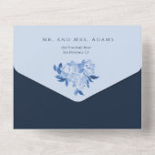 Invitation Tout En Un Mariage d'aquarelle bleu blanc (Verso)