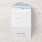 Invitation Tout En Un Mariage d'aquarelle bleu moderne (Dehors)