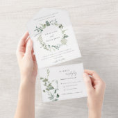 Invitation Tout En Un Mariage d'aquarelle Botanique Eucalyptus (Déchirure)