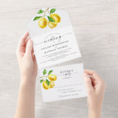 Invitation Tout En Un Mariage d'aquarelle Citrus citron (Déchirure)