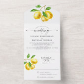 Invitation Tout En Un Mariage d'aquarelle Citrus citron (À l'intérieur)