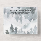 Invitation Tout En Un Mariage d'aquarelle de la forêt de Woodland (Verso)