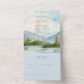 Invitation Tout En Un Mariage d'aquarelle de Mountain Lake (À l'intérieur)
