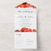 Invitation Tout En Un Mariage d'aquarelle de pavois rouges (À l'intérieur)